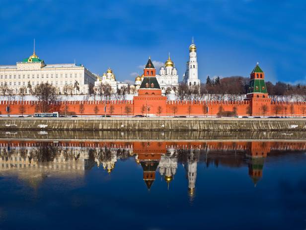 View of Moscow city including the Kremlin in the soft morning light