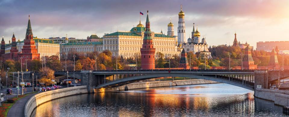 View of Moscow city including the Kremlin in the soft morning light