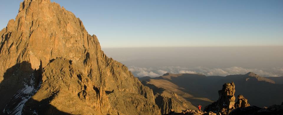 Man almost at the peak of Mount Kenya