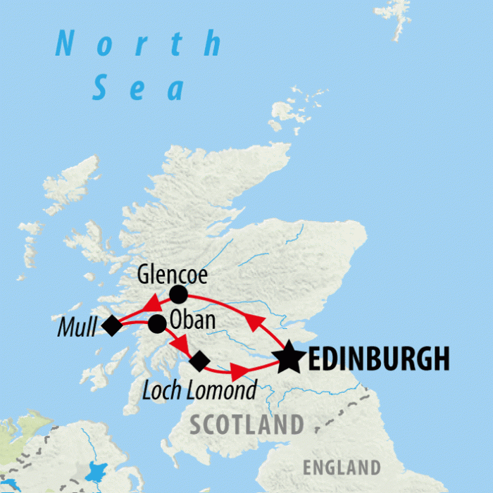 tourhub | On The Go Tours | Mull, Iona & Highlands - 4 days | Tour Map