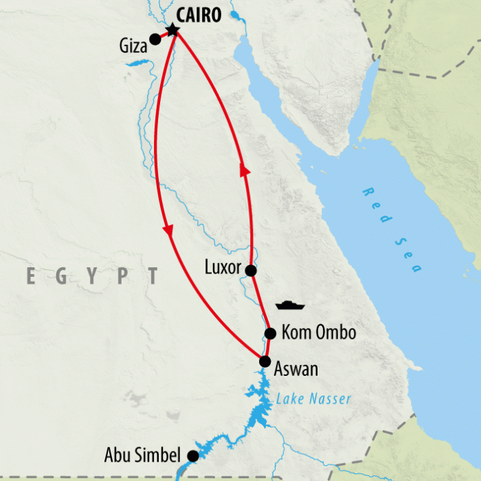 tourhub | On The Go Tours | Essential Egypt by Nile Cruise - 8 days | Tour Map