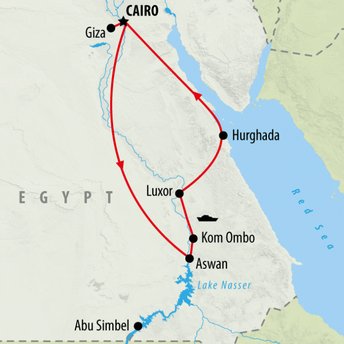 tourhub | On The Go Tours | Essential Egypt by Nile Cruise & Red Sea - 11 days | Tour Map