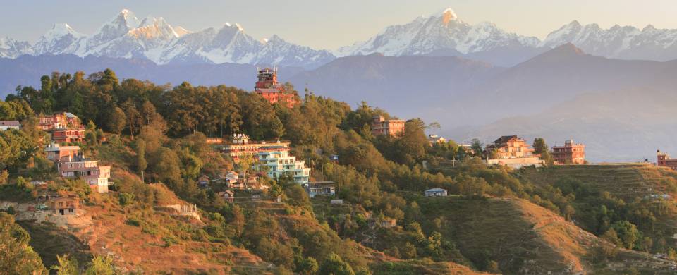 The incredible mountain scenery surrounding the village of Nagarkot in Nepal