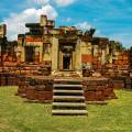 Ancient temples against a bright blue sky in Ayutthaya