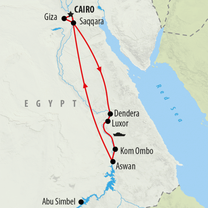 tourhub | On The Go Tours | Classical Egypt & Nile Cruise - 11 days | 2210/CENC | Route Map