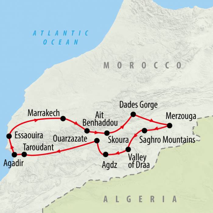 tourhub | On The Go Tours | New Year's in Morocco - 11 Days | Tour Map