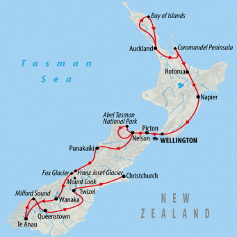 New Zealand Expedition - 23 days map