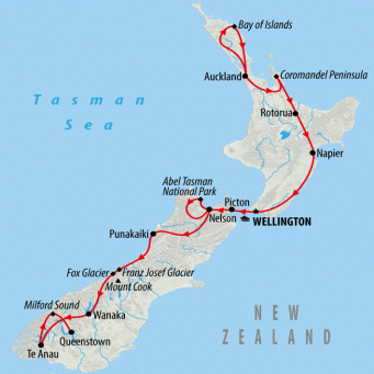 New Zealand Wonders - 19 days map