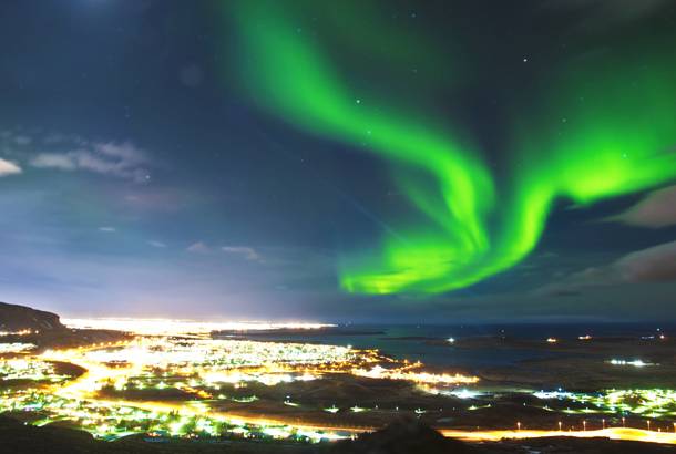 Northern Lights over Reykjavik in winter - Best time to visit Europe