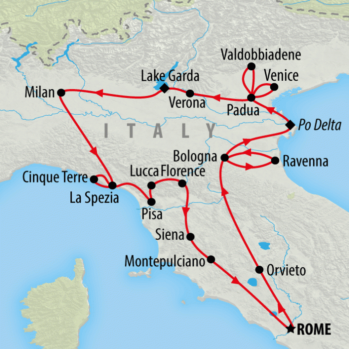 tourhub | On The Go Tours | Northern Italy Discovery - 13 days | Tour Map