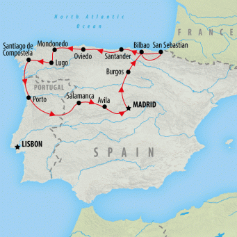 Northern Spain & Porto - 13 days map