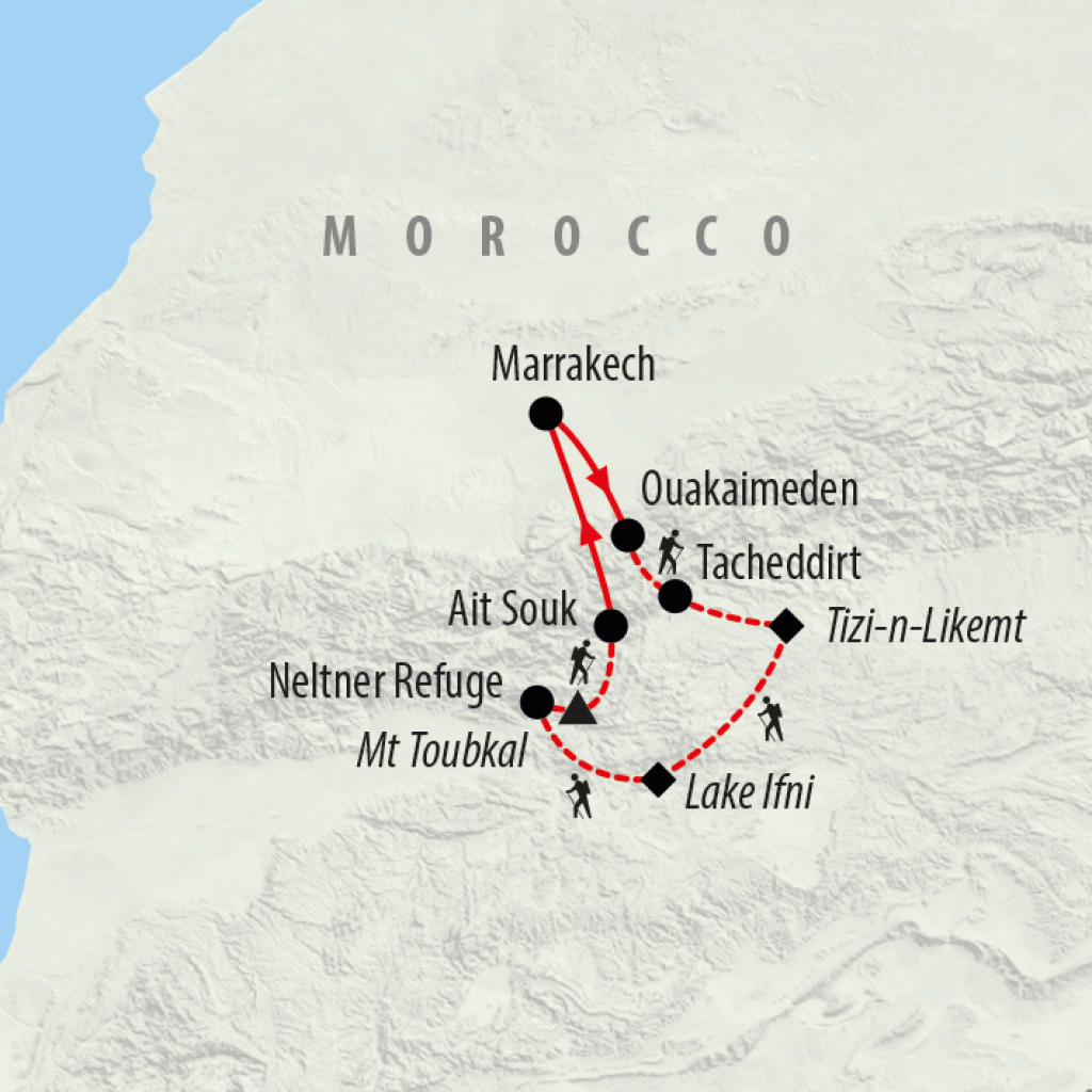 Mount Toubkal Trek - 8 days map