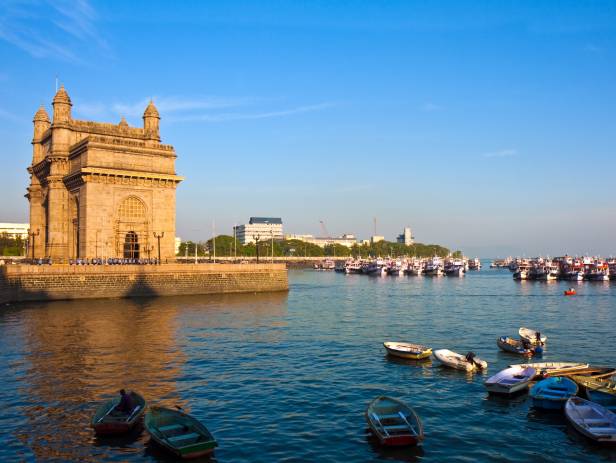 View of Mumbai cityscape from across the water