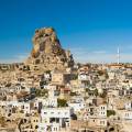 Hot air balloons floating over the stunning landscape of Cappadocia