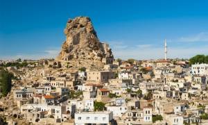 Ortahisar rock-cut castle Cappadocia