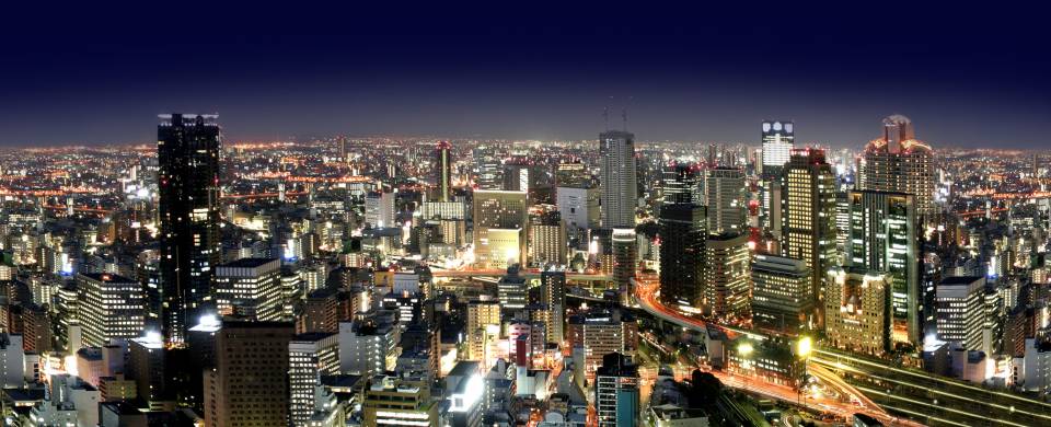 City of Osaka, lit up at night