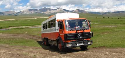 Overland truck in Central Asia