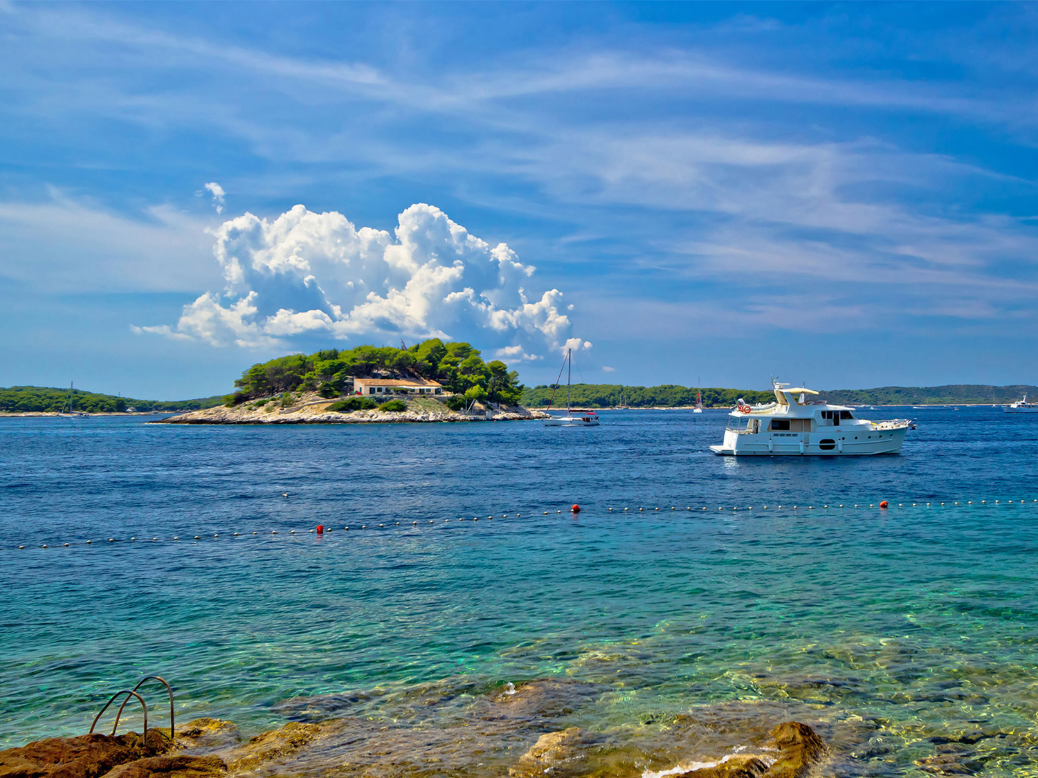 A view of the Pakleni Islands in Croatia from Hvar