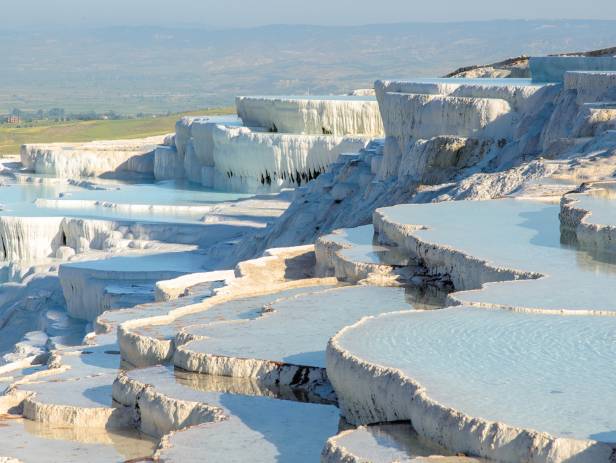 The salt encrusted pools at Pamukkale
