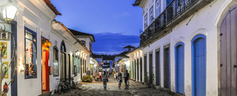 Colonial buildings lining the streets of Paraty