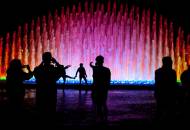 The brightly lit fountains of the Parque de la Reserva in Lima