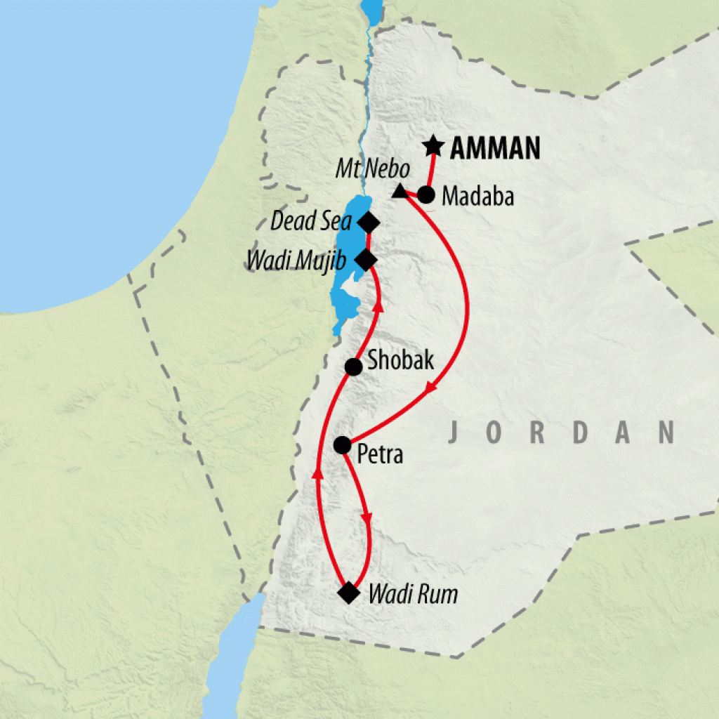 Passage to Petra - 6 days map