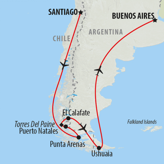 tourhub | On The Go Tours | Patagonia In Style - 14 days | Tour Map