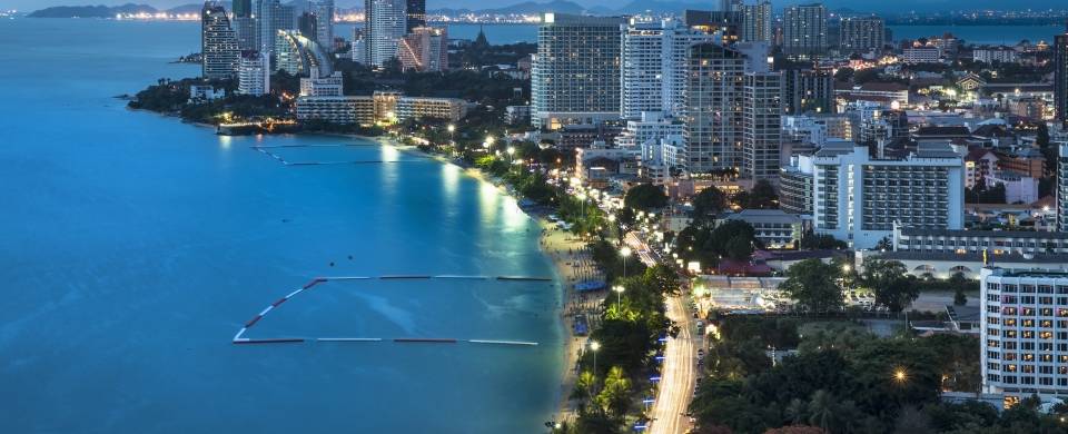 The skyline along the beach in Pattaya