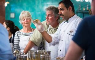 Petra Kitchen chef with students - Jordan Tours - On The Go Tours copy