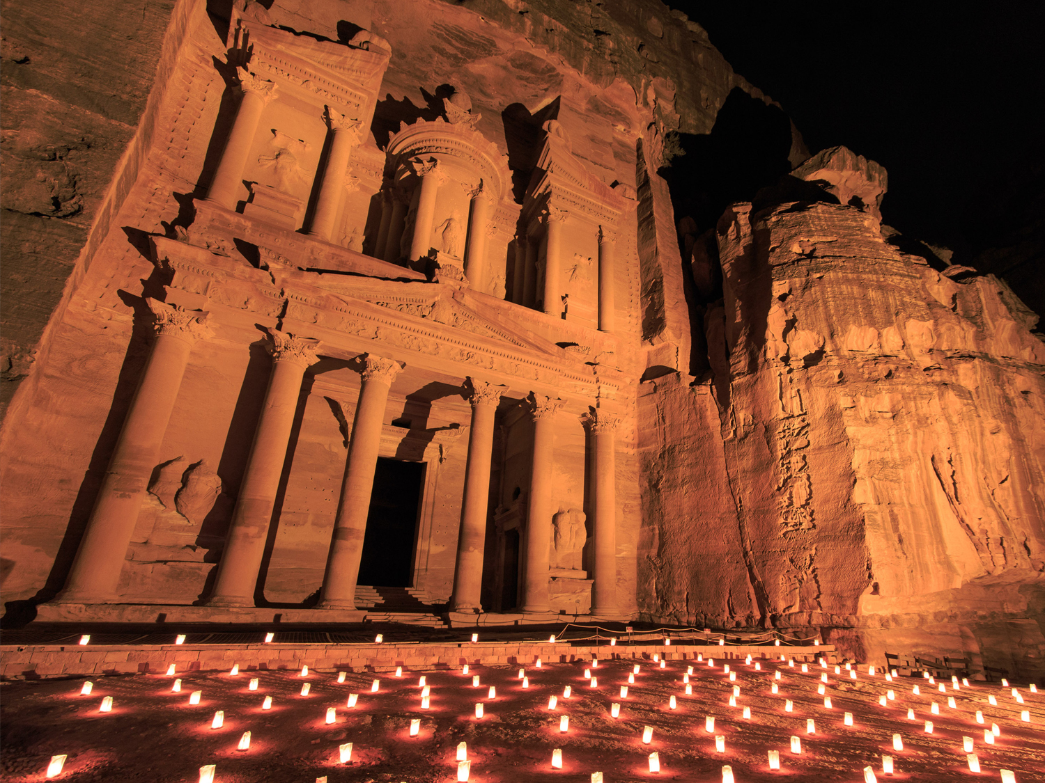 Petra at night with candles