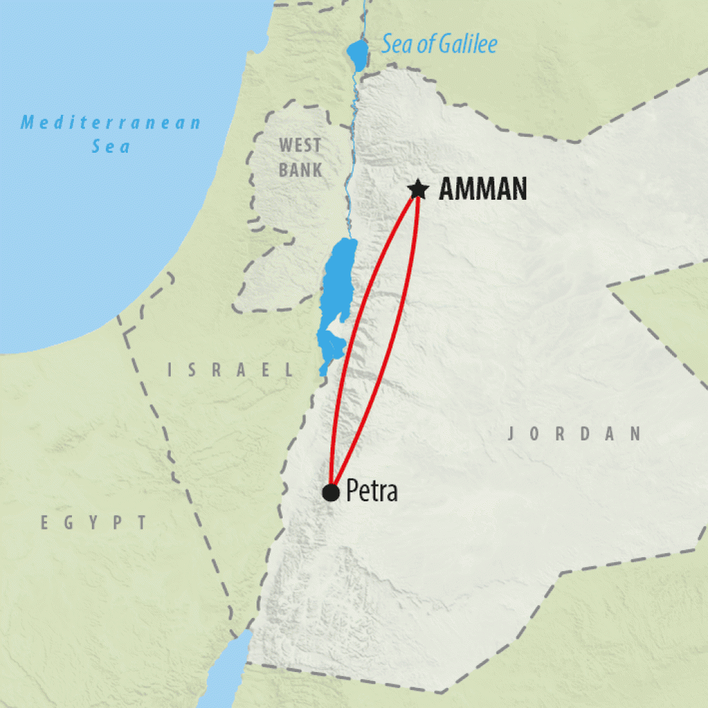 Amman: Postcard of Petra - 1 day map