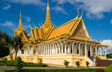 The gleaming gold roof of the Royal Palace in Phnom Penh, capital of Cambodia