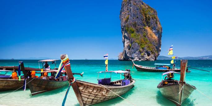 Long-tail boats on a beach in Phuket | Thailand | Southeast Asia