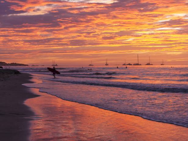 Pink Beach at Sunset on Playa Tamarindo in Costa Rica