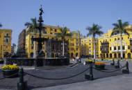 The Plaza Mayor in Lima's historic centre surrounded by important political and religious buildings