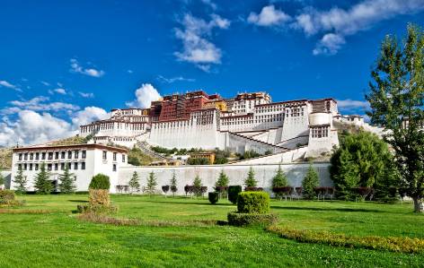 Potala Palace with grassy forefront in Lhasa - Tibet Tours - On The Go Tours