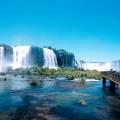 Powerful cascades of white water at Iguazu Falls