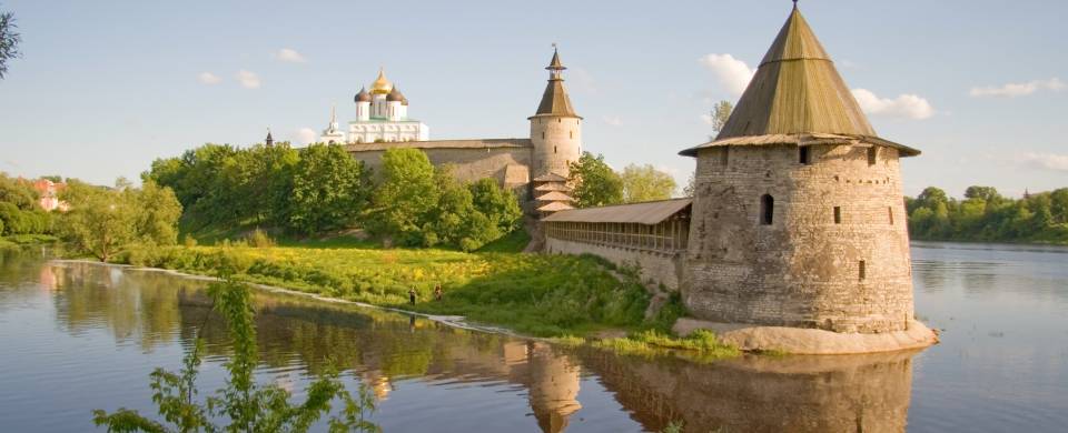 Kremlin on the water in Pskov, near Pechory