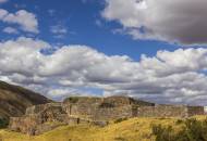 The protective wall of the Puca Pucara fortress, an Inca ruin close to Cuzco