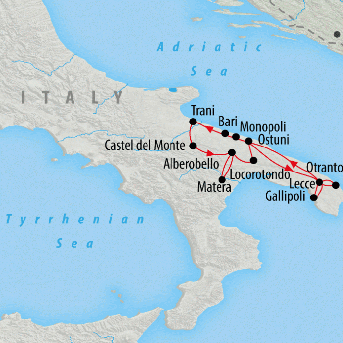 tourhub | On The Go Tours | Puglia Discovery - 9 days | Tour Map