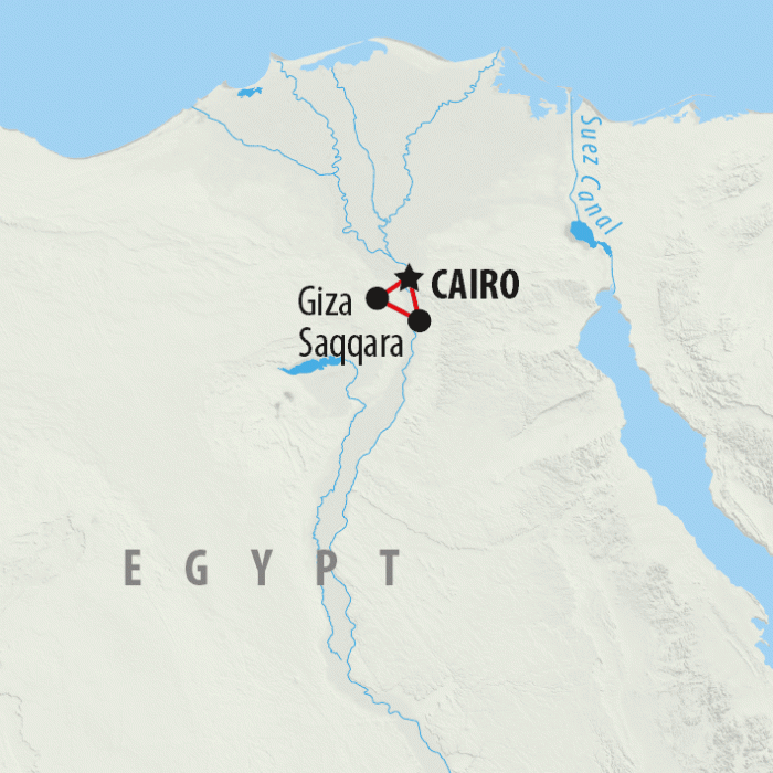 tourhub | On The Go Tours | Cairo, Pyramids & Backstreets 5 star - 5 days | Tour Map