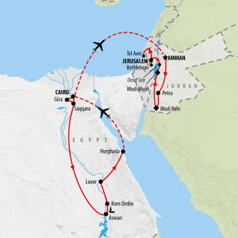 Pyramids, Petra, Promised Land - 19 Days map