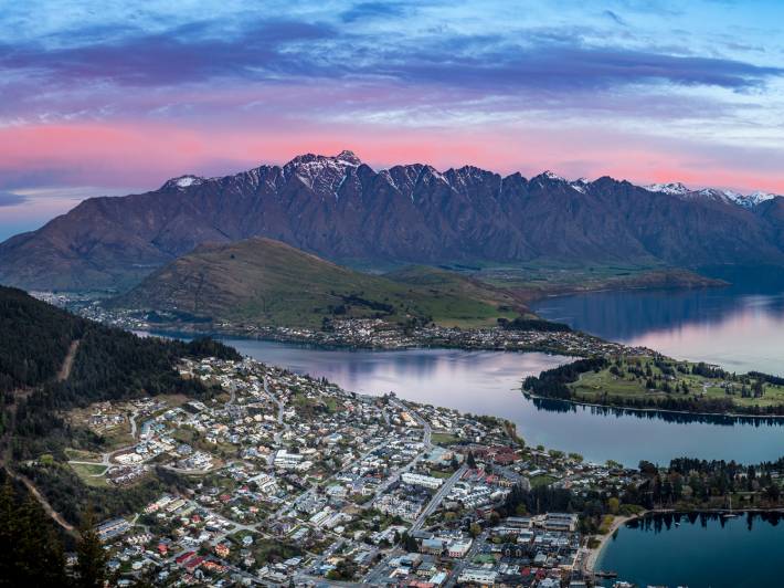 Queenstown at sunset, New Zealand