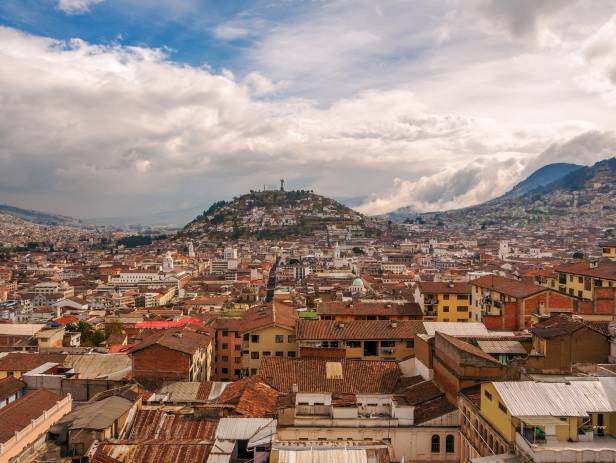 Ecuador's capital city, Quito, surrounded by mountains