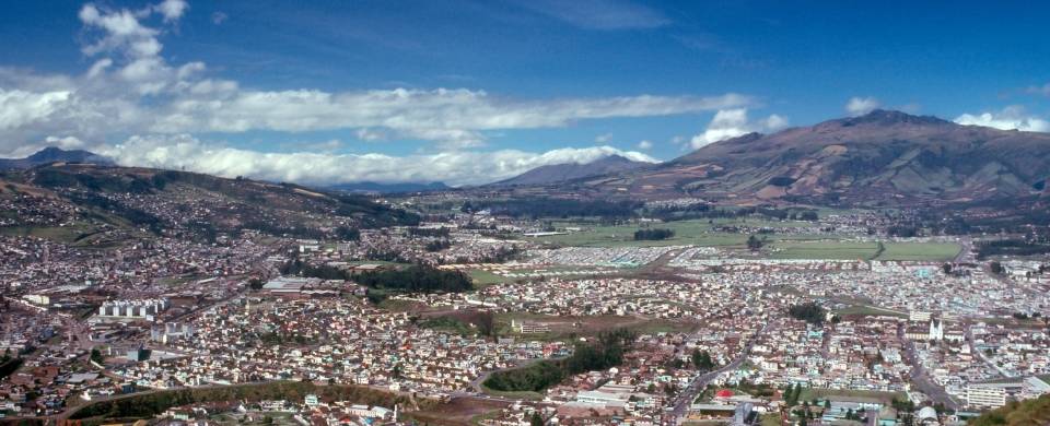 Ecuador's capital city, Quito, surrounded by mountains