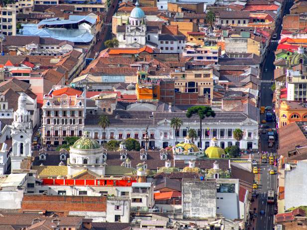 Ecuador's capital city, Quito, surrounded by mountains