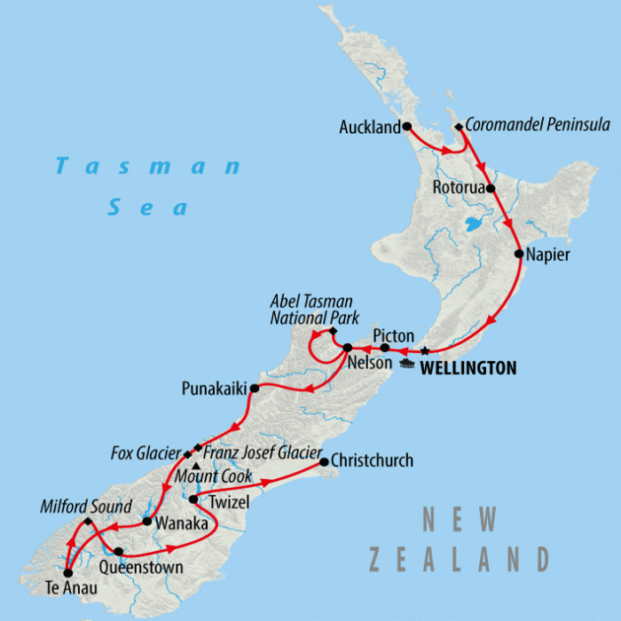 tourhub | On The Go Tours | Remarkable New Zealand - 20 days | Tour Map