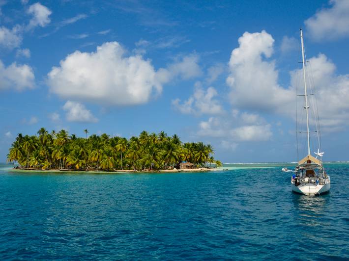Remote San Blas Islands and boat