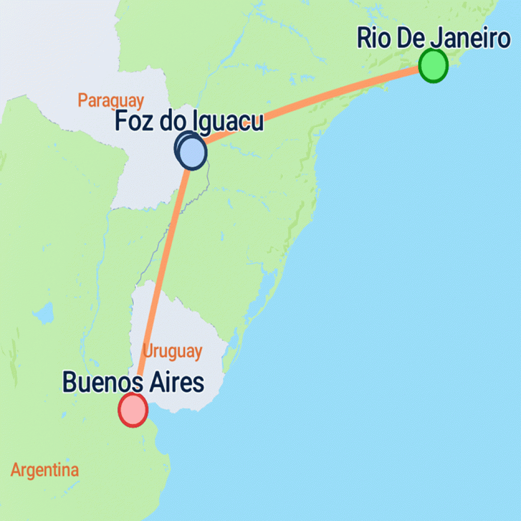Rio de Janeiro to Buenos Aires main - Iguazu