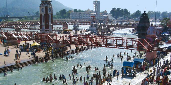 Ghats and Ram Jhula Bridge| Rishkesh | India